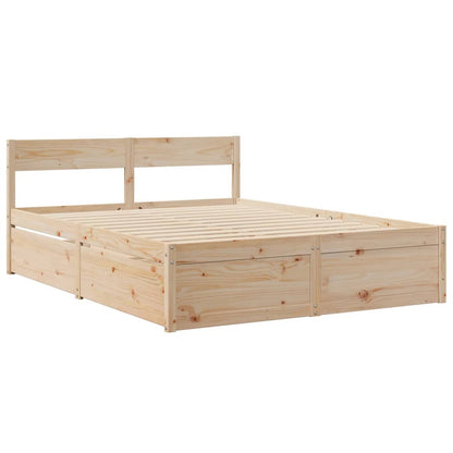 Letto con Cassetti e Materasso 140x200 cm Legno Massello Pino | homemem39