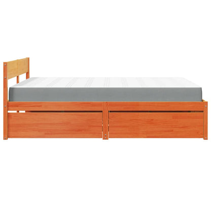 Letto Cassetti e Materasso Marrone Cera 140x200cm Massello Pino | homemem39