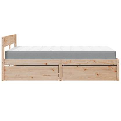 Letto con Cassetti e Materasso 120x200 cm Legno Massello Pino - homemem39