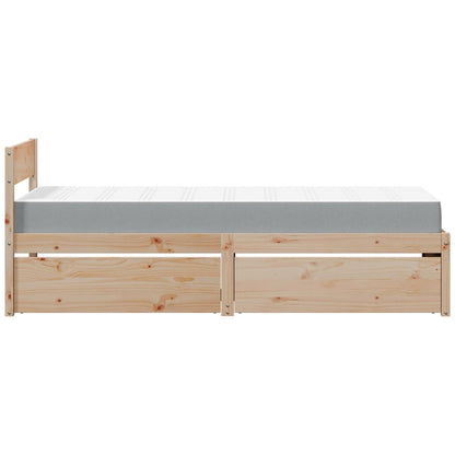 Letto con Cassetti e Materasso 90x200 cm Legno Massello di Pino - homemem39