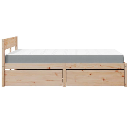 Letto con Cassetti e Materasso 140x190 cm Legno Massello Pino | homemem39