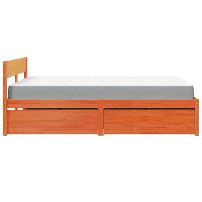 Letto Cassetti e Materasso Marrone Cera 140x190cm Massello Pino | homemem39