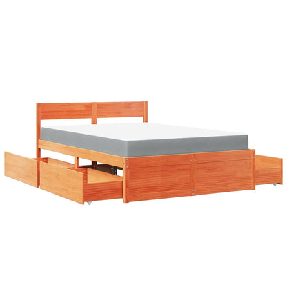 Letto Cassetti e Materasso Marrone Cera 120x190cm Massello Pino | homemem39