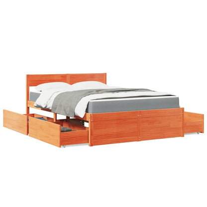 Letto Cassetti e Materasso Marrone Cera 120x190cm Massello Pino | homemem39