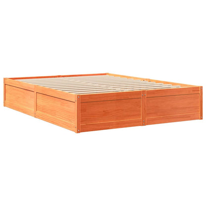 Letto con Materasso Marrone Cera 140x200cm Legno Massello Pino | homemem39