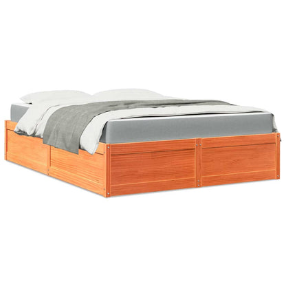 Letto con Materasso Marrone Cera 140x200cm Legno Massello Pino | homemem39