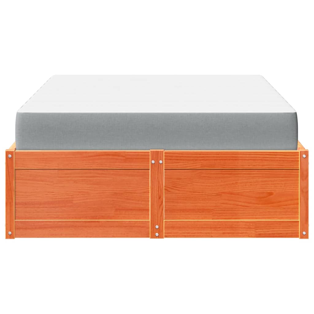 Letto con Materasso Marrone Cera 120x200cm Legno Massello Pino - homemem39