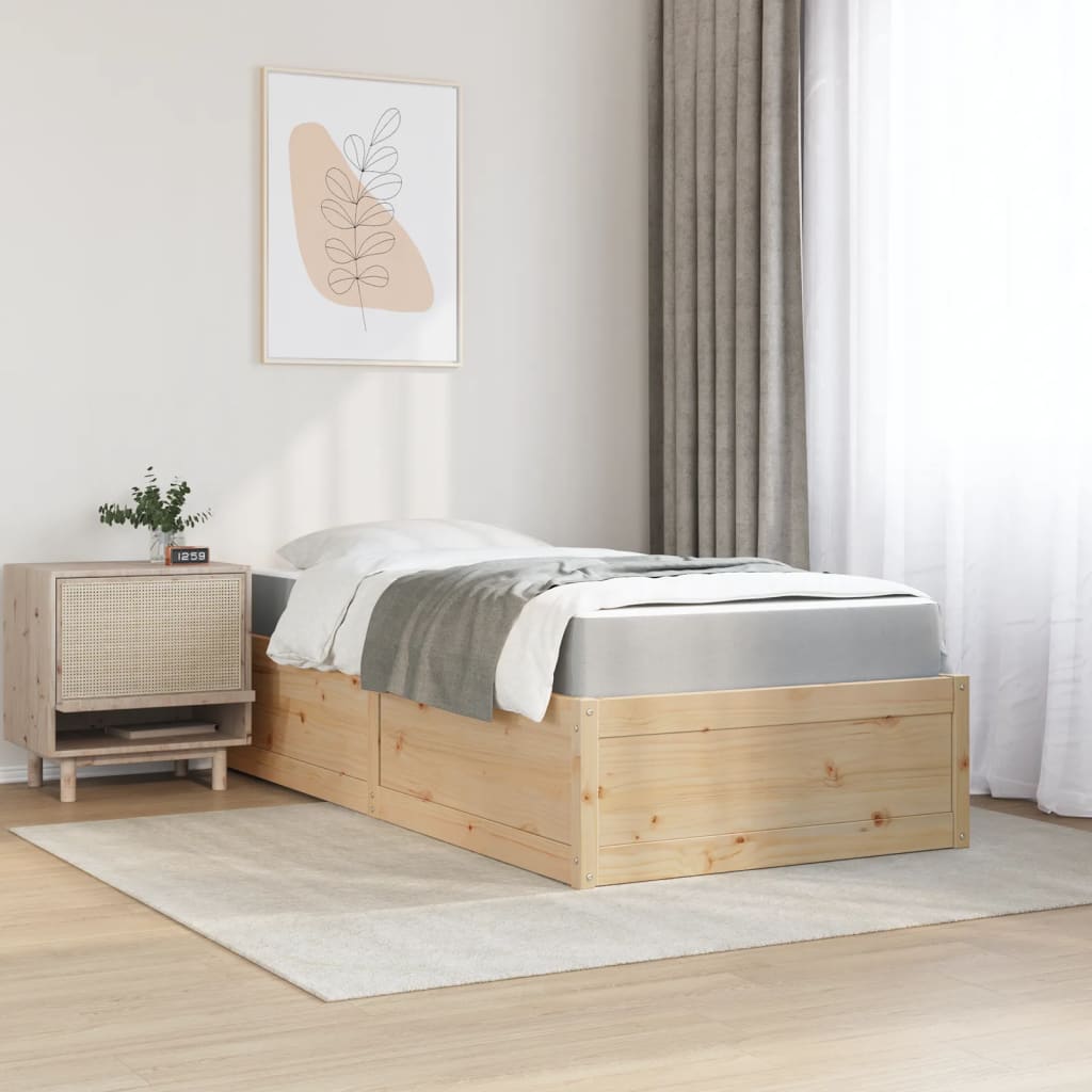 Letto con Materasso 100x200 cm in Legno Massello di Pino - homemem39