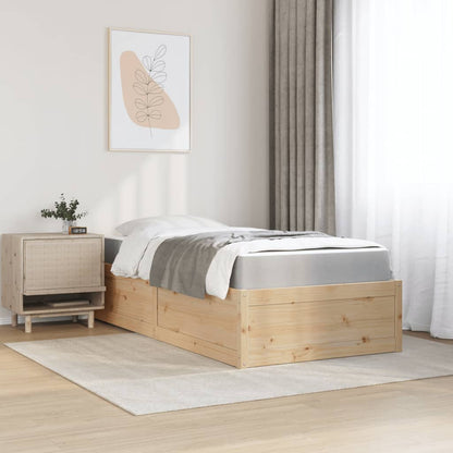 Letto con Materasso 90x200 cm in Legno Massello di Pino - homemem39