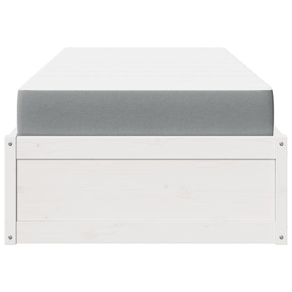 Letto con Materasso Bianco 90x200 cm in Legno Massello di Pino - homemem39