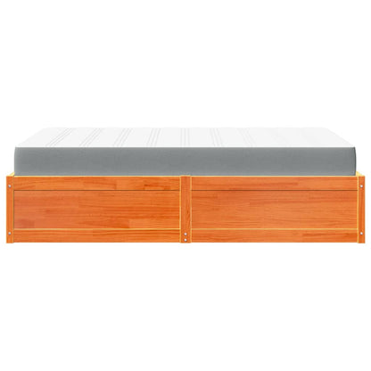 Letto con Materasso Marrone Cera 140x190cm Legno Massello Pino | homemem39