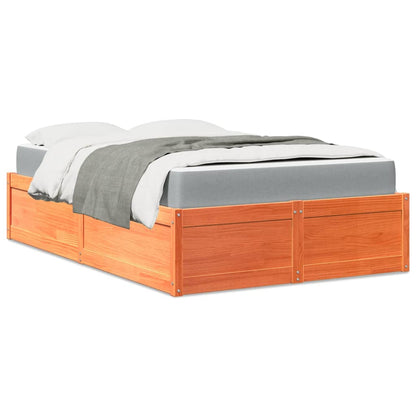 Letto con Materasso Marrone Cera 140x190cm Legno Massello Pino | homemem39