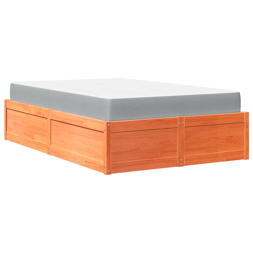 Letto con Materasso Marrone Cera 120x190cm Legno Massello Pino | homemem39