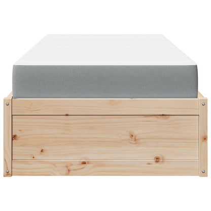 Letto con Materasso 90x190 cm in Legno Massello di Pino