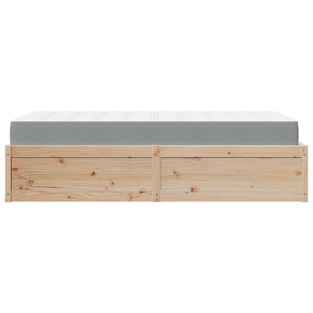 Letto con Materasso 90x190 cm in Legno Massello di Pino