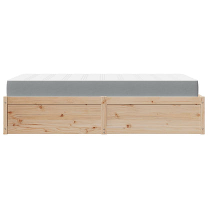 Letto con Materasso 90x190 cm in Legno Massello di Pino
