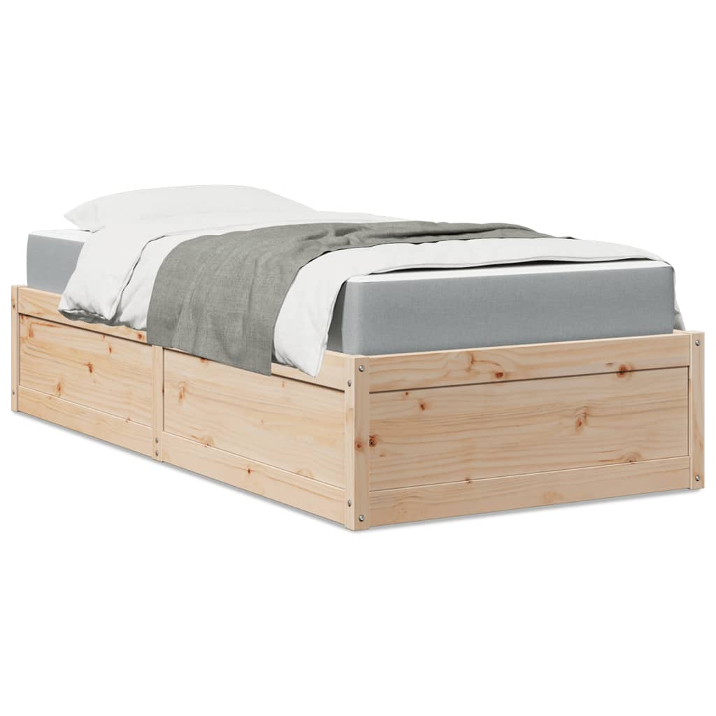 Letto con Materasso 90x190 cm in Legno Massello di Pino - homemem39