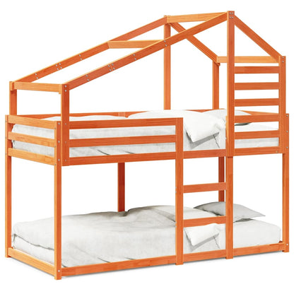 Letto a Castello con Tetto Cera 90x200 cm Legno Massello Pino | homemem39
