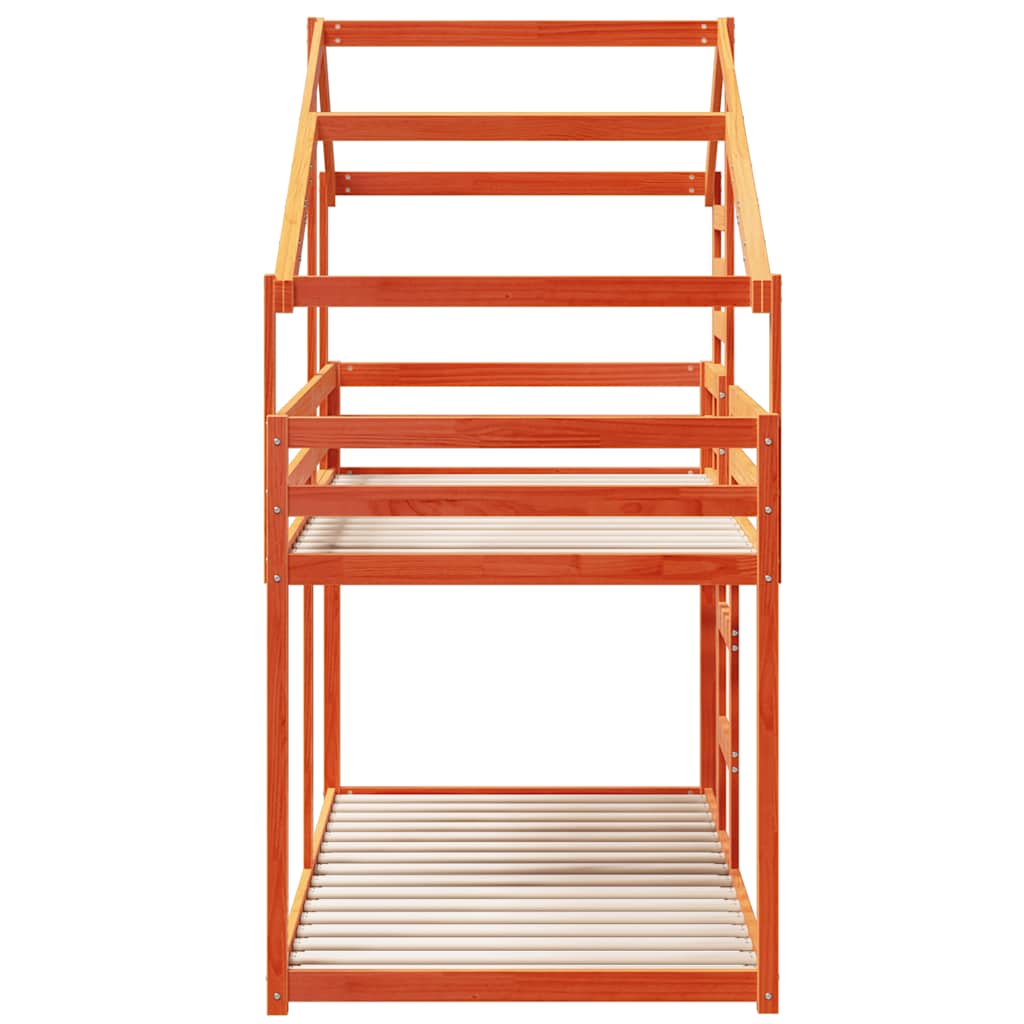 Letto a Castello con Tetto Cera 90x200 cm Legno Massello Pino | homemem39