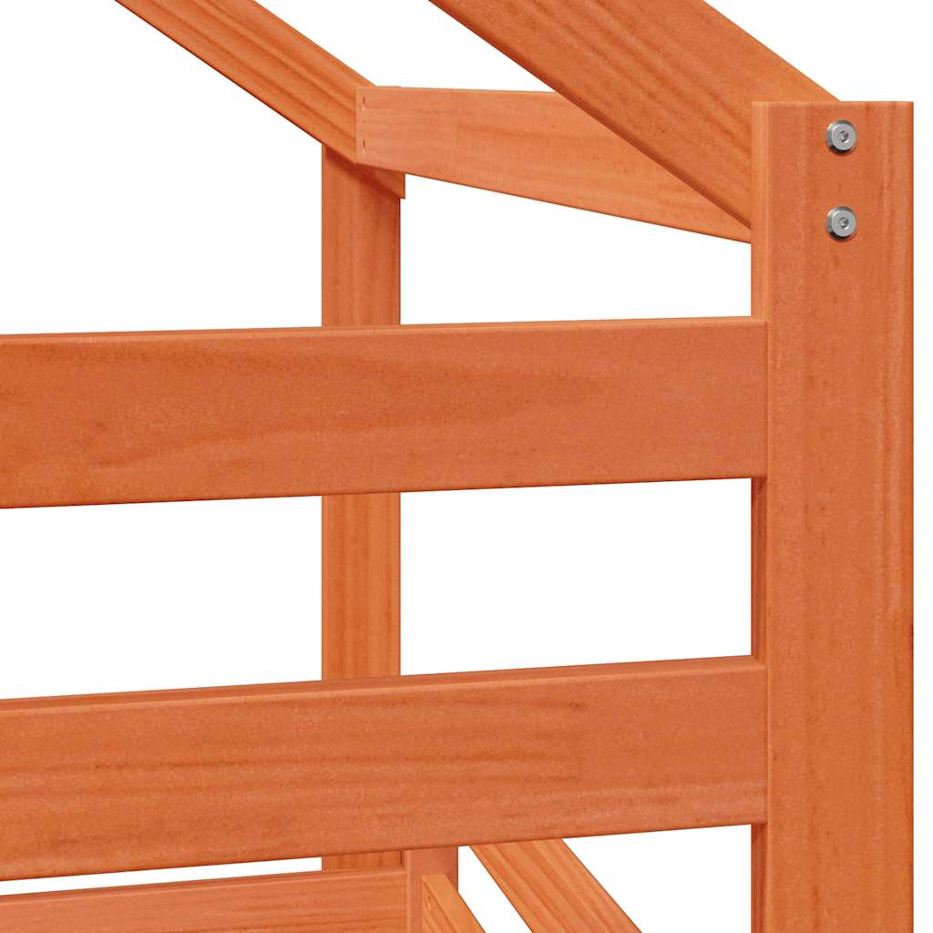 Letto a Castello con Tetto Cera 90x200 cm Legno Massello Pino | homemem39