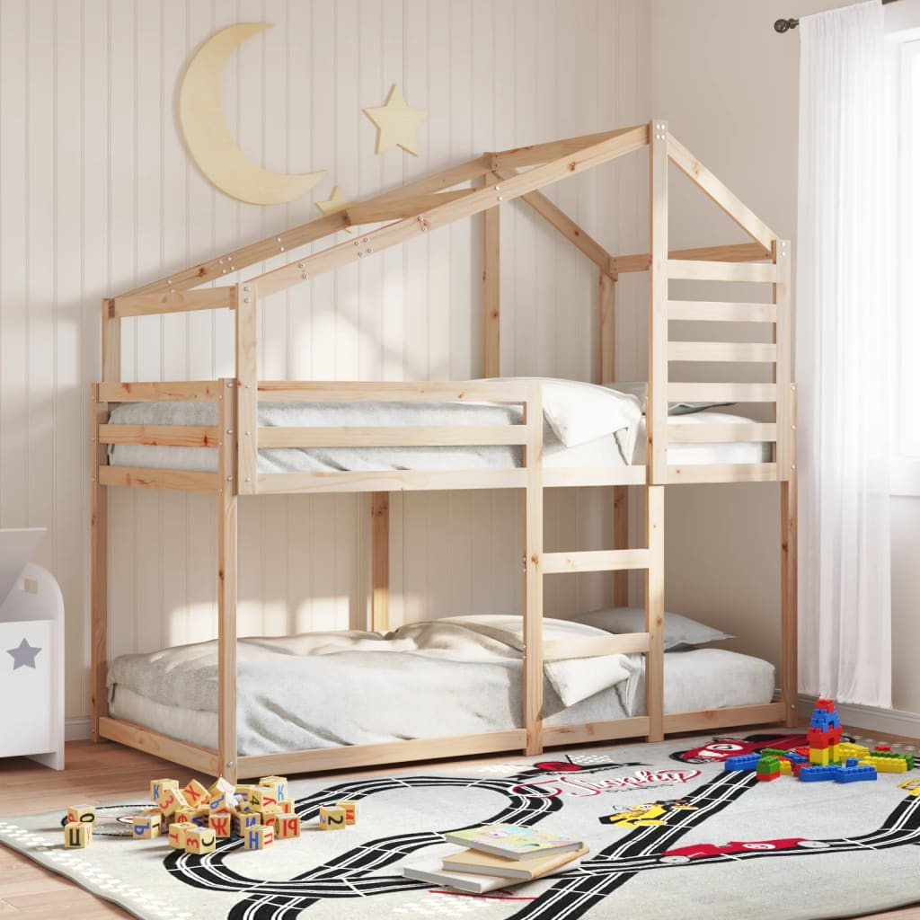 Letto a Castello senza Materasso 90x190 cm Legno di Pino | homemem39