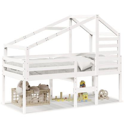 Letto a Soppalco con Tetto Bianco 80x200 cm in Legno di Pino - homemem39