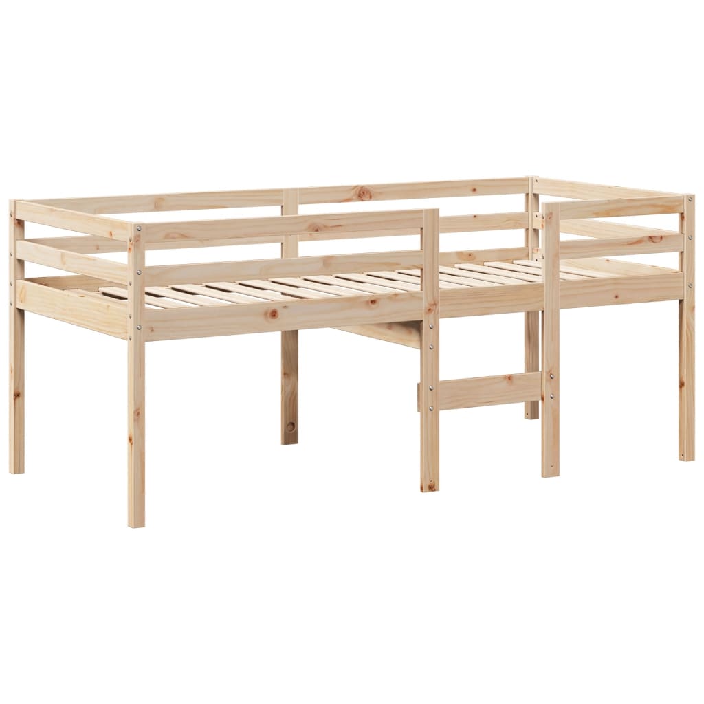 Letto a Soppalco con Tetto 90x200 cm in Legno di Pino - homemem39