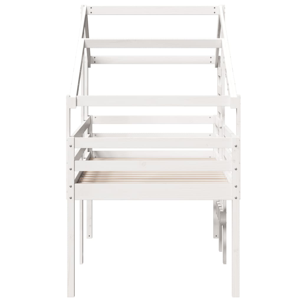 Letto a Soppalco con Tetto Bianco 90x200 cm in Legno di Pino - homemem39