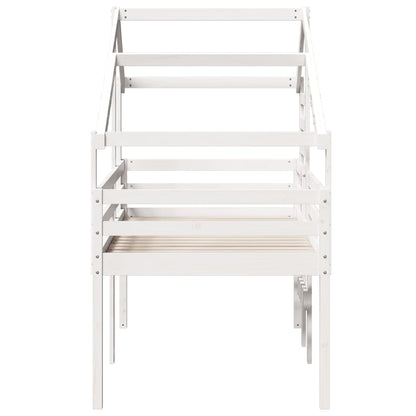 Letto a Soppalco con Tetto Bianco 90x200 cm in Legno di Pino - homemem39