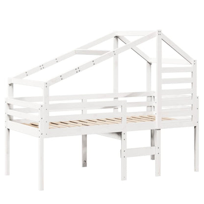 Letto a Soppalco con Tetto Bianco 90x190 cm in Legno di Pino - homemem39