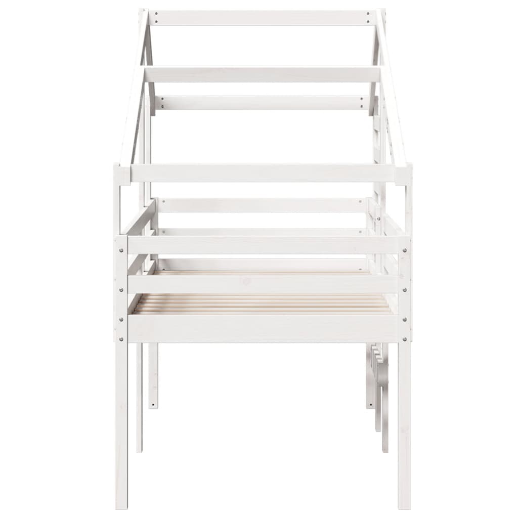 Letto a Soppalco con Tetto Bianco 90x190 cm in Legno di Pino - homemem39