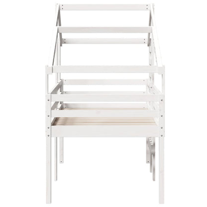 Letto a Soppalco con Tetto Bianco 90x190 cm in Legno di Pino - homemem39