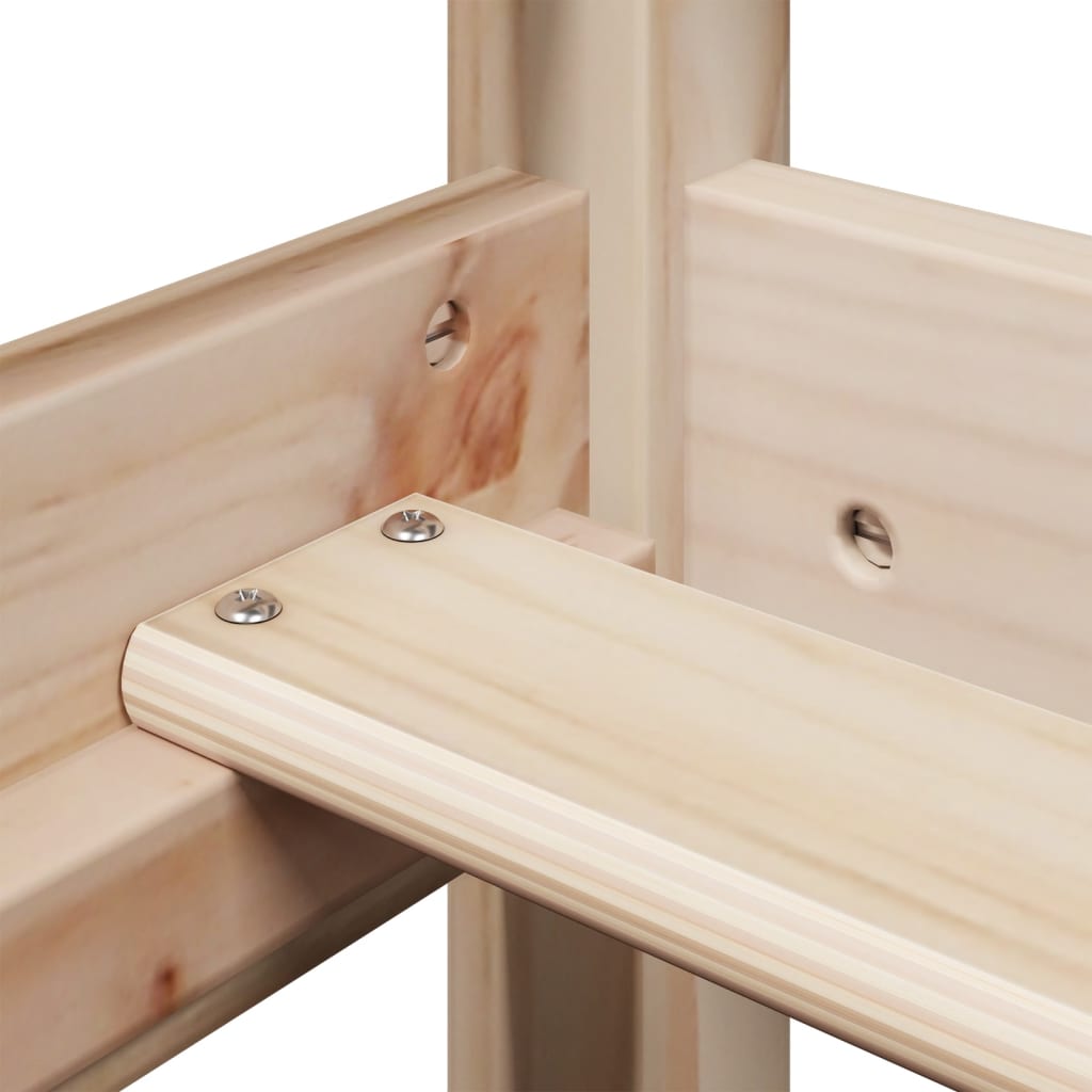 Letto a Soppalco con Tetto 75x190 cm in Legno Massello di Pino - homemem39