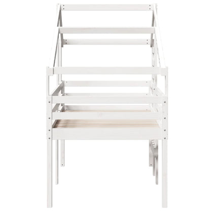 Letto a Soppalco con Tetto Bianco 75x190 cm in Legno di Pino - homemem39