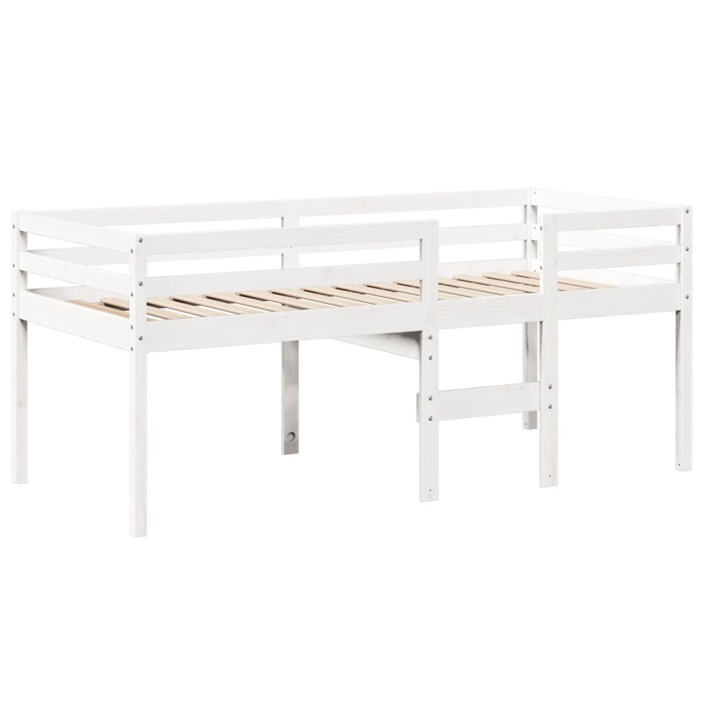Letto a Soppalco con Tetto Bianco 75x190 cm in Legno di Pino - homemem39