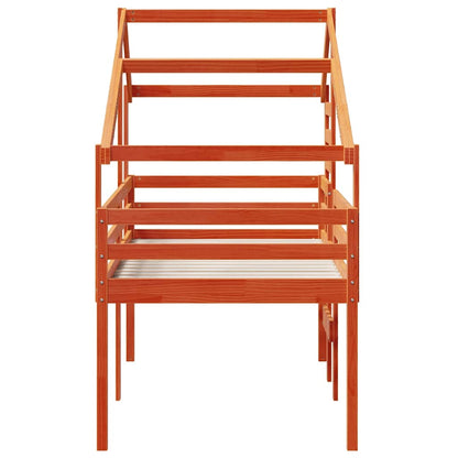 Letto a Soppalco con Tetto Cera 75x190cm Legno Massello di Pino | homemem39
