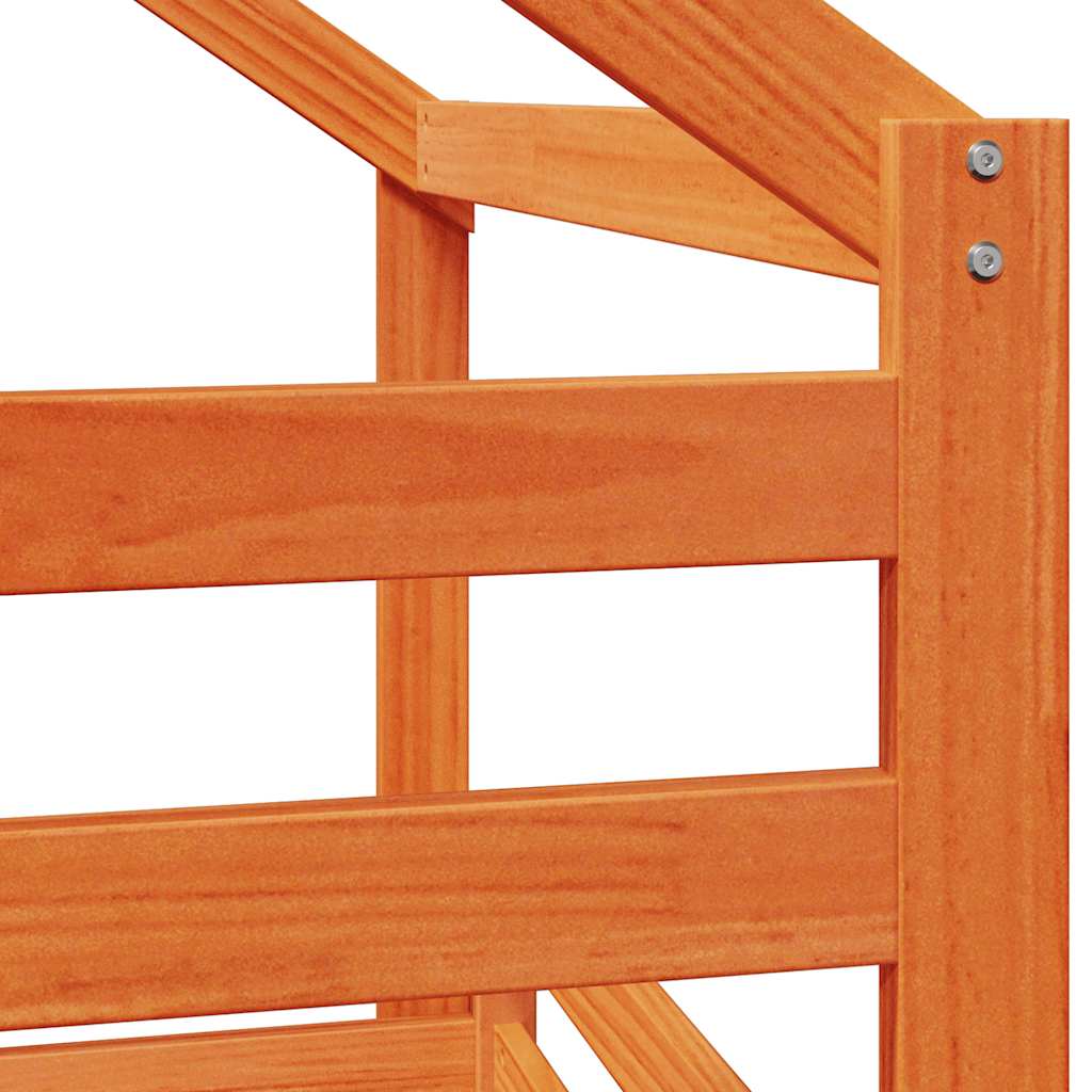 Letto a Soppalco con Tetto Cera 75x190cm Legno Massello di Pino | homemem39