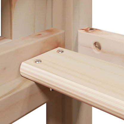 Letto Soppalco con Scala e Tetto 90x190 cm Legno Massello Pino