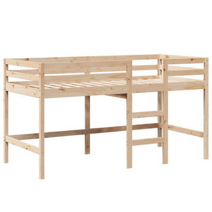 Letto Soppalco con Scala e Tetto 90x190 cm Legno Massello Pino