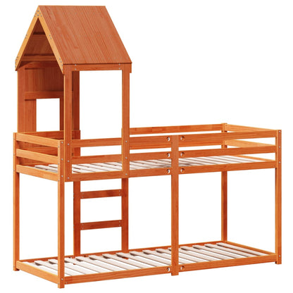 Letto a Castello con Tetto Cera 90x200 cm Legno Massello Pino | homemem39