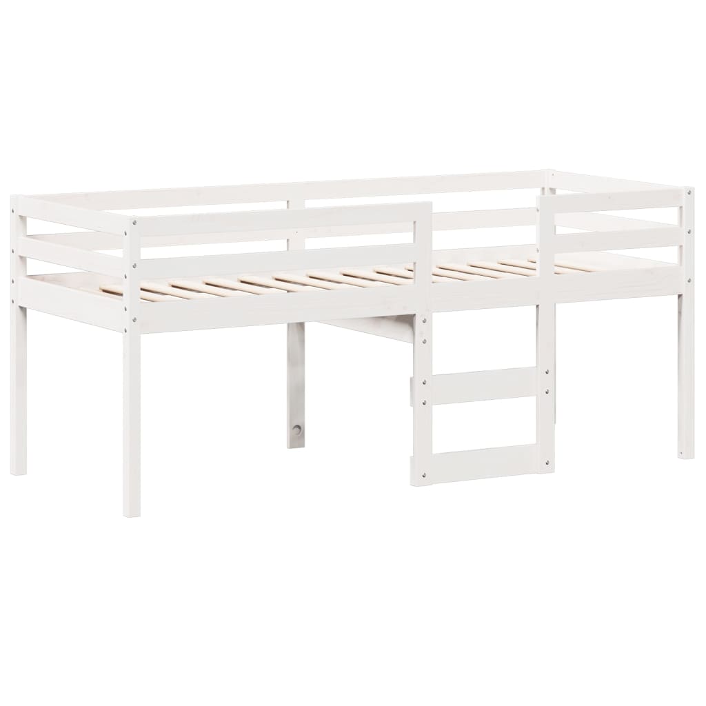 Letto a Soppalco con Tetto Bianco 80x200 cm in Legno di Pino - homemem39