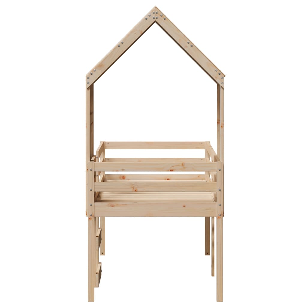 Letto a Soppalco con Tetto 90x190 cm Legno Massello di Pino - homemem39