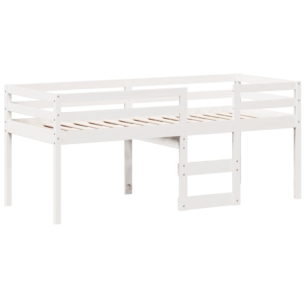 Letto a Soppalco con Tetto Bianco 90x190 cm in Legno di Pino - homemem39