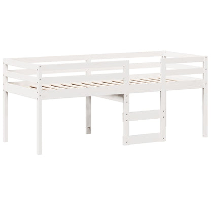 Letto a Soppalco con Tetto Bianco 90x190 cm in Legno di Pino - homemem39