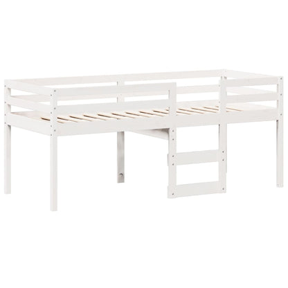 Letto a Soppalco con Tetto Bianco 75x190 cm in Legno di Pino - homemem39