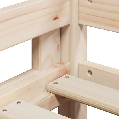 Letto Soppalco con Scala e Tetto 90x190 cm Legno Massello Pino