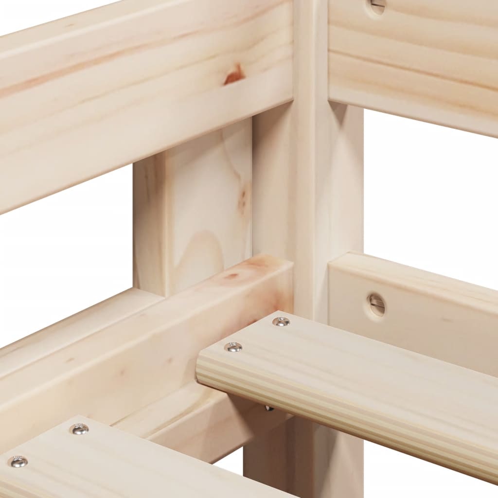 Letto Soppalco con Scala e Tetto 80x200 cm Legno Massello Pino - homemem39