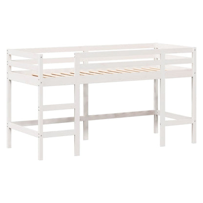 Letto Soppalco con Scala e Tetto Bianco 90x190 cm Massello Pino