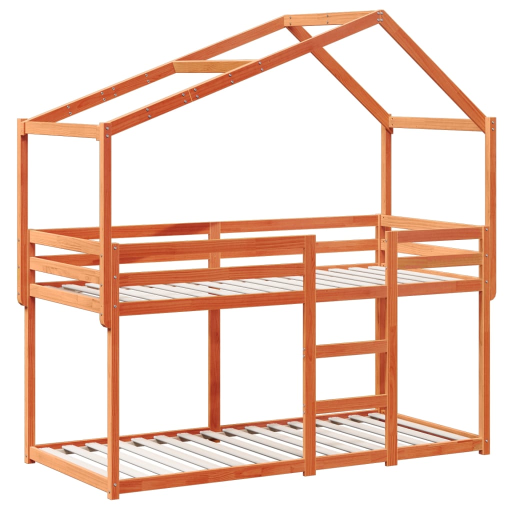 Letto a Castello con Tetto Cera 90x200 cm Legno Massello Pino | homemem39