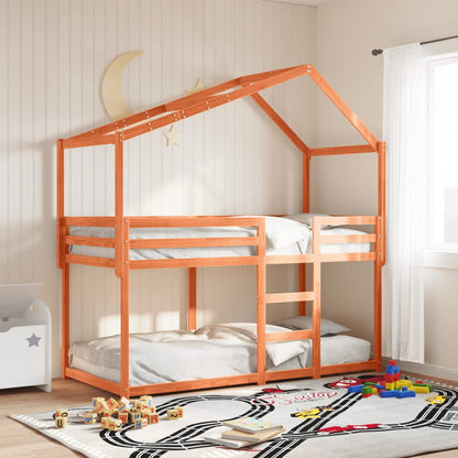 Letto a Castello con Tetto Cera 90x200 cm Legno Massello Pino | homemem39